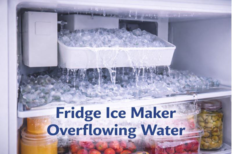 ice maker overflowing water and leaking inside the freezer