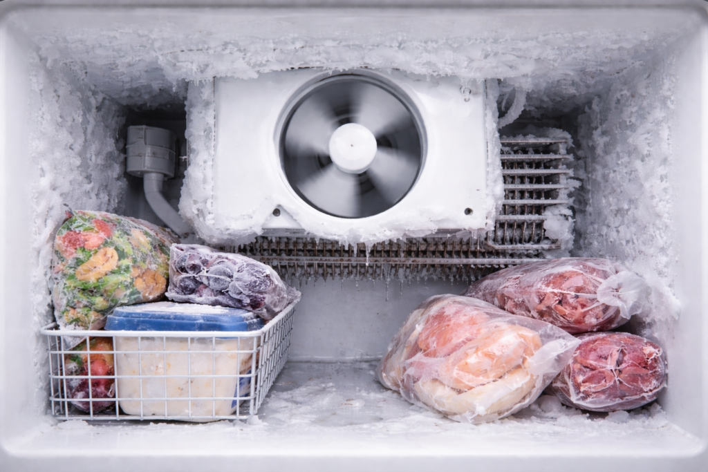 freezer fan running but cold air not circulating due to frost buildup