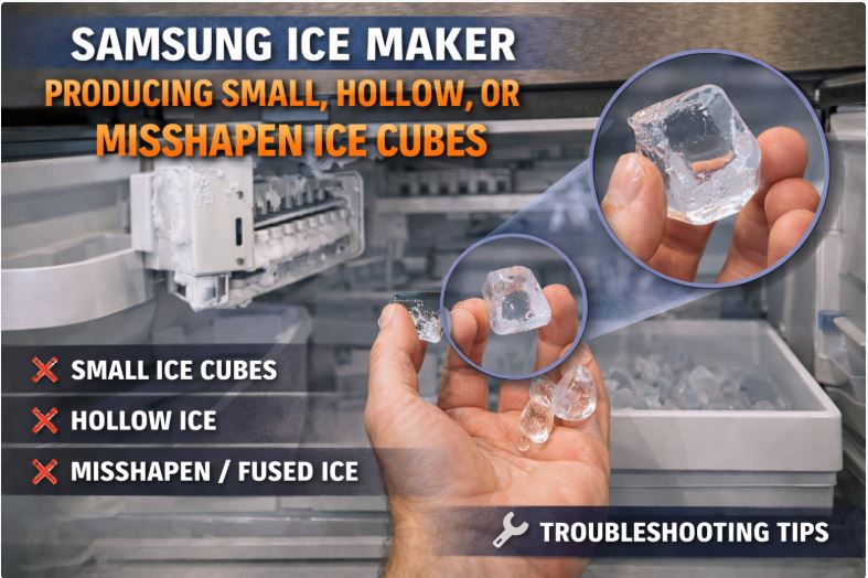 Samsung ice maker producing small, hollow, or misshapen ice and the reasons behind the issue