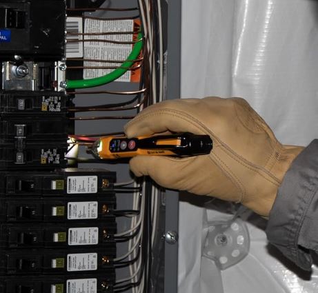 Detect voltage on appliances using the Klein Tools NCVT3P Dual Range Non Contact Voltage Tester