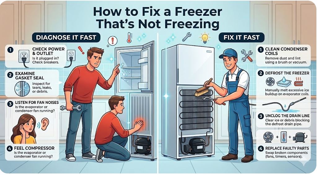 Learn what to check to fix a freezer that is not working
