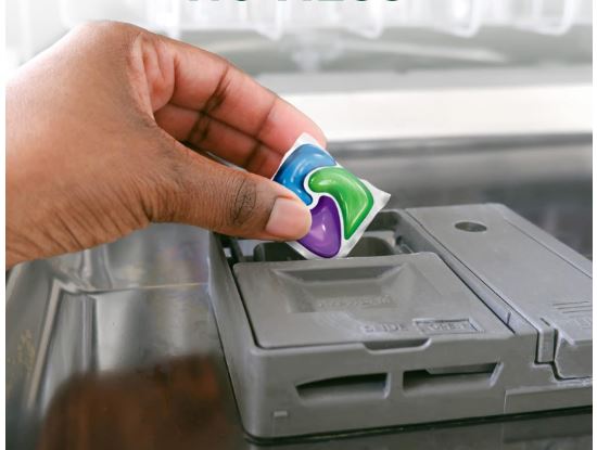 Clean GE dishwasher using the Cascade Platinum Dishwasher Pods