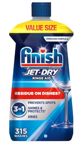 Using the Finish Jet-Dry Dishwasher Rinse Aid to improve the dishwasher's performance