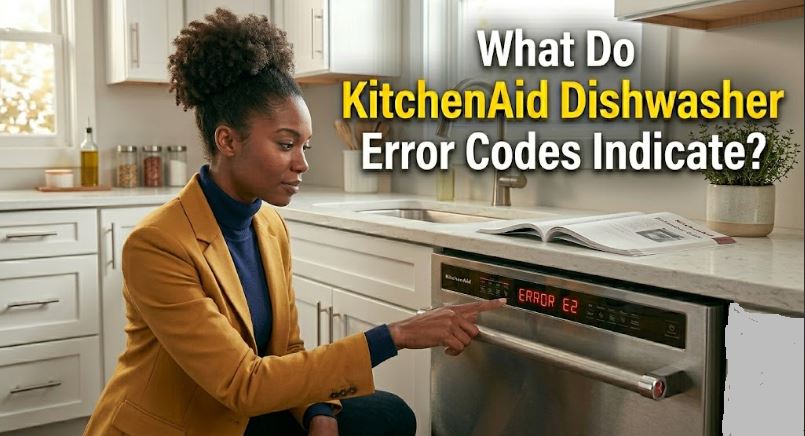 KitchenAid dishwasher showing an error code? Learn what common fault codes mean, what causes them, and how to troubleshoot the issue.