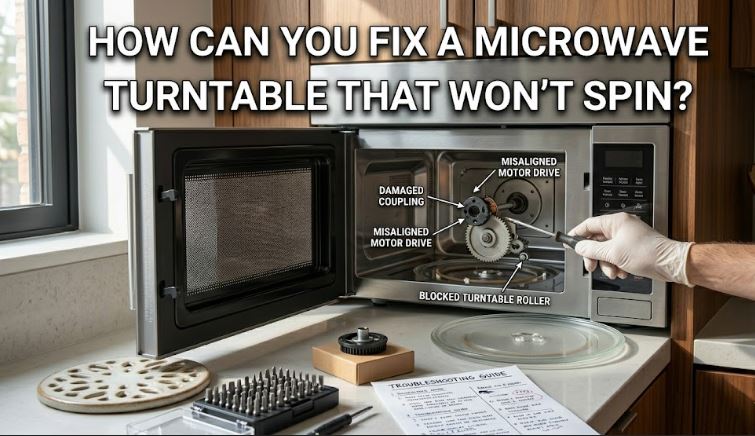 Discover practical troubleshooting steps for a microwave turntable that stopped spinning, including motor, coupler, and track issues.