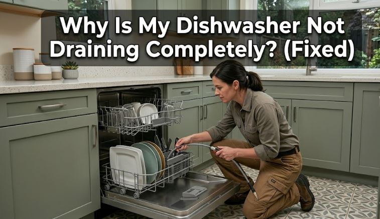 A dishwasher not draining completely may point to drainage blockages, pump issues, or garbage disposal connection problems.