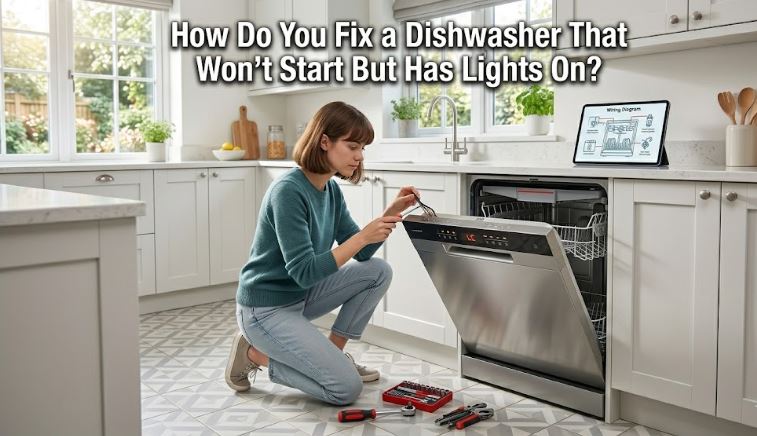 A dishwasher that won’t start despite lights being on may signal latch, timer, or electronic control problems. Learn how to diagnose it.