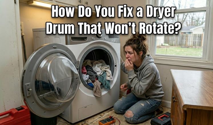 A dryer drum not turning but motor runs may point to belt or support component failure. Find out how to diagnose and fix the issue.