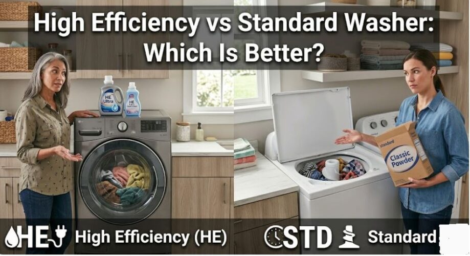 Wondering if an HE washer is worth the upgrade? Learn how high efficiency and standard washers compare in performance and operating costs.