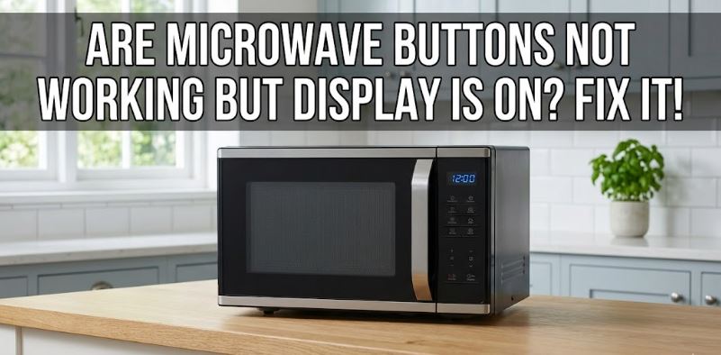 A microwave with a working display but nonresponsive buttons may have keypad, control lock, or circuit board problems.