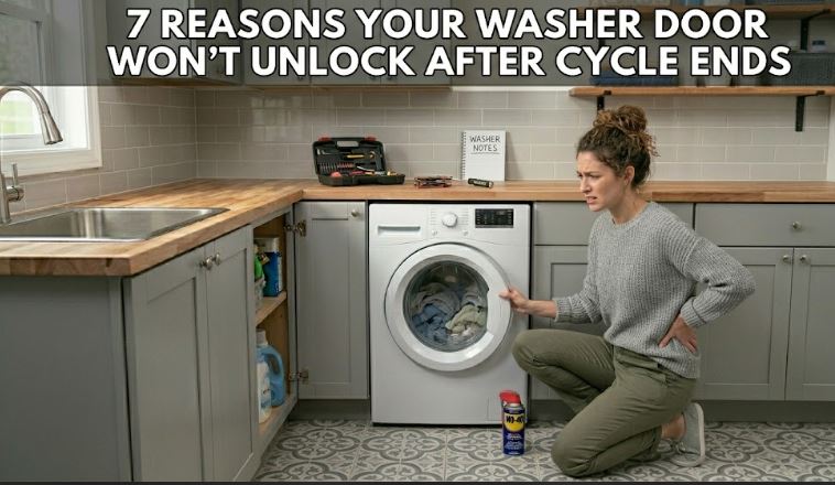 Discover why your washer door won’t unlock after a cycle and the safest ways to troubleshoot and release the lock mechanism.