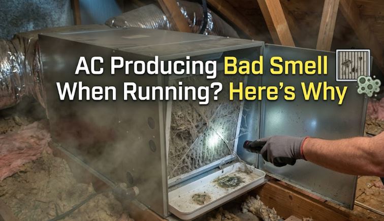 An AC producing bad smell when running may point to mold, clogged drains, or overheating components. Find out what to check first.