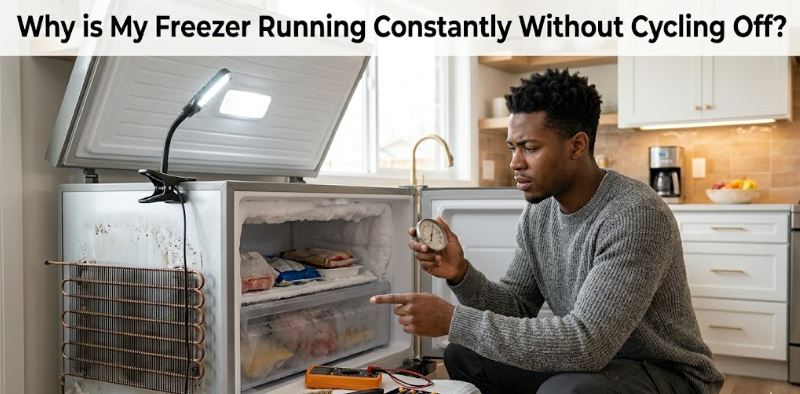 A freezer running constantly without cycling off can increase energy use and wear. Find out the most common causes and fixes.
