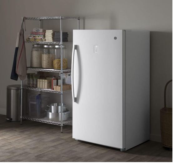 Get the GE FUF17SMRWW 17.3 Cu. Ft. White Frost-Free Upright Freezer under $600
