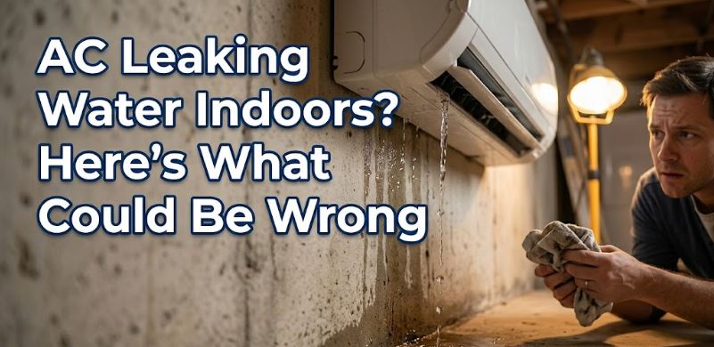 If your AC is leaking water indoors, find out the most common causes and the troubleshooting steps that can help prevent damage.