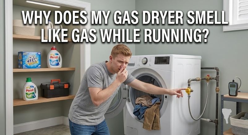 A dryer that smells like gas may have a leak, faulty gas valve, or ignition problem.
