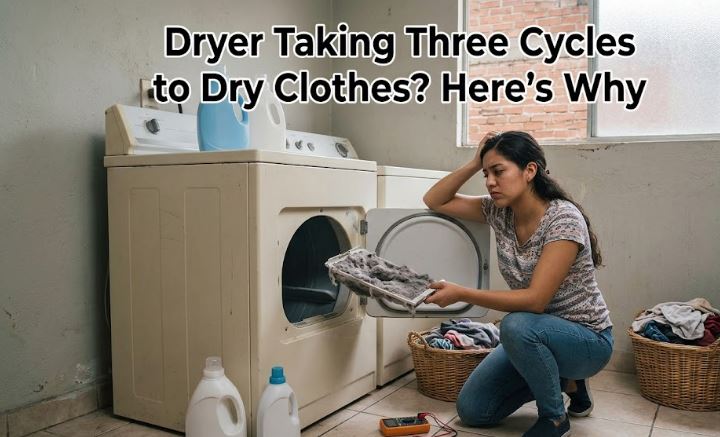 If your dryer takes multiple cycles to dry a single load, discover the most common causes and the fixes that can improve performance.