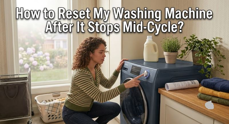 Learn how to reset your washing machine after it stops mid-cycle and troubleshoot common causes such as power, lid lock, and drain faults.