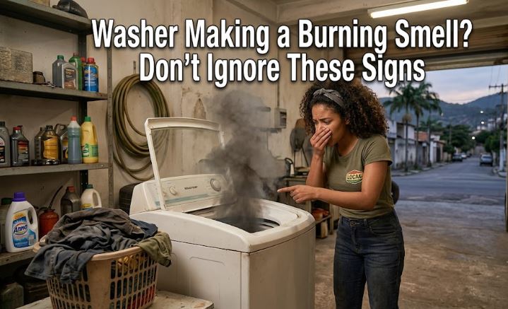 If your washer is making a burning smell during or after a cycle, find out the most common causes and when repairs are necessary.