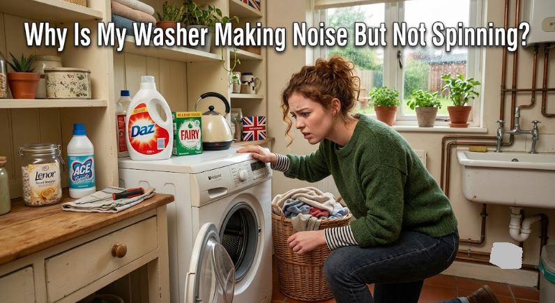 If your washer hums, buzzes, or grinds without spinning, discover the most common causes and the best ways to fix the issue.
