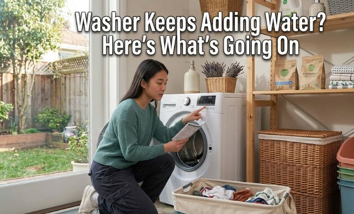 A washer that keeps adding water may have a faulty water level sensor, inlet valve, or control board. Learn what to inspect first.