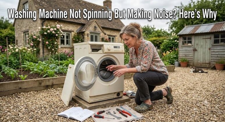 A washing machine not spinning but making noise may have a worn drive belt, failed clutch, motor coupling, or seized bearing.