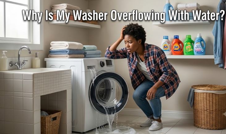 A washer overflowing may be caused by a faulty water inlet valve, pressure switch, or drain issue. Learn how to diagnose the problem.
