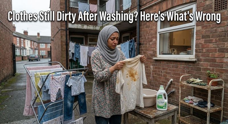 Clothes still dirty after washing may result from overloading, detergent issues, poor water flow, or worn washer components.