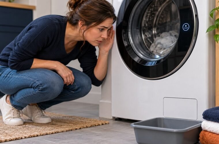 Homeowner listening for the drain pump during a washer troubleshooting test