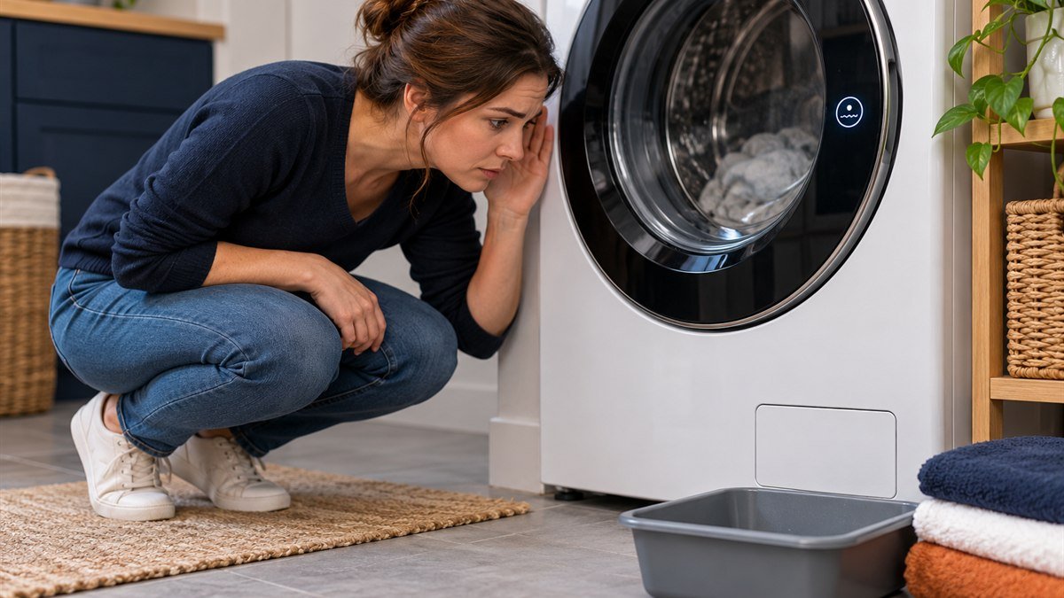 Homeowner listening for the drain pump during a washer troubleshooting test